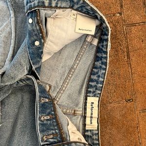 Reformation denim shorts -unfinished hem size 25